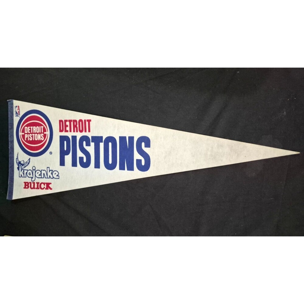 Vtg Detroit Pistons Pennant With Krajenke Buick Logo 12 x 30" RARE